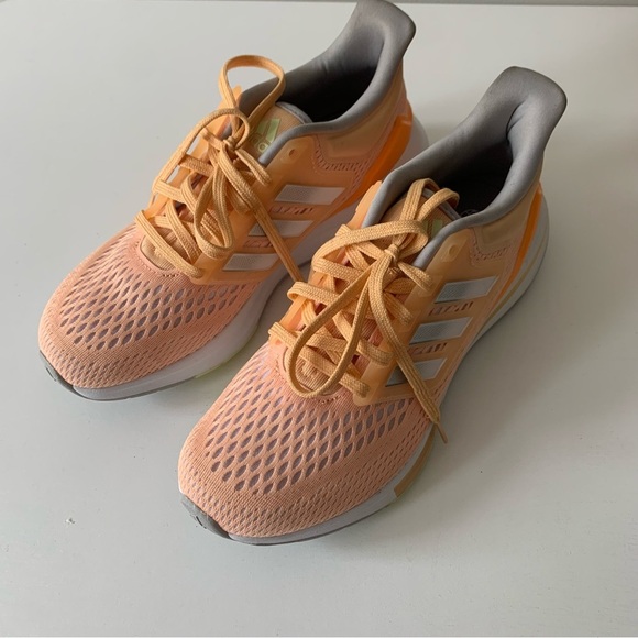 Adidas EQ21 Run Orange Round Toe Low Top Lace Up Running Shoes Size 6 - Picture 2 of 8